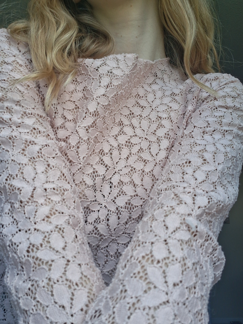 Topshop Pink Lace Long-Sleeve Crop Top